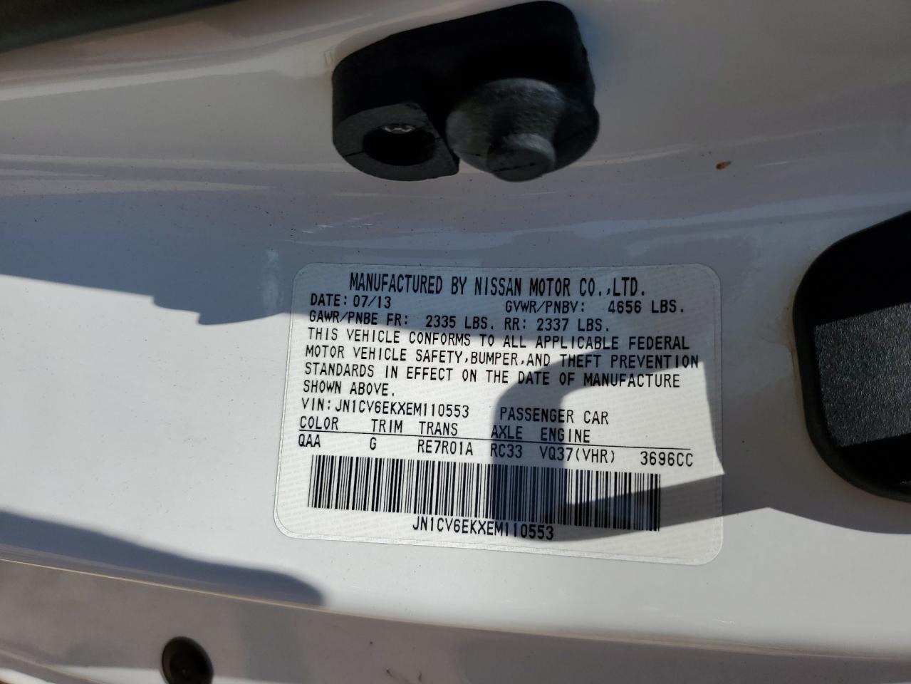 2014 Infiniti Q60 Journey VIN: JN1CV6EKXEM110553 Lot: 62891865