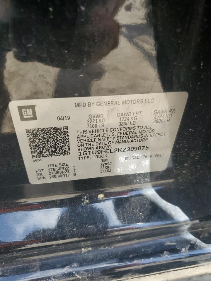 2019 GMC Sierra K1500 Denali VIN: 1GTU9FEL2KZ309075 Lot: 62273195