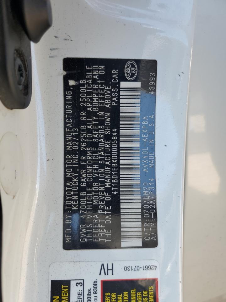 2013 Toyota Avalon Hybrid VIN: 4T1BD1EBXDU005844 Lot: 61260955