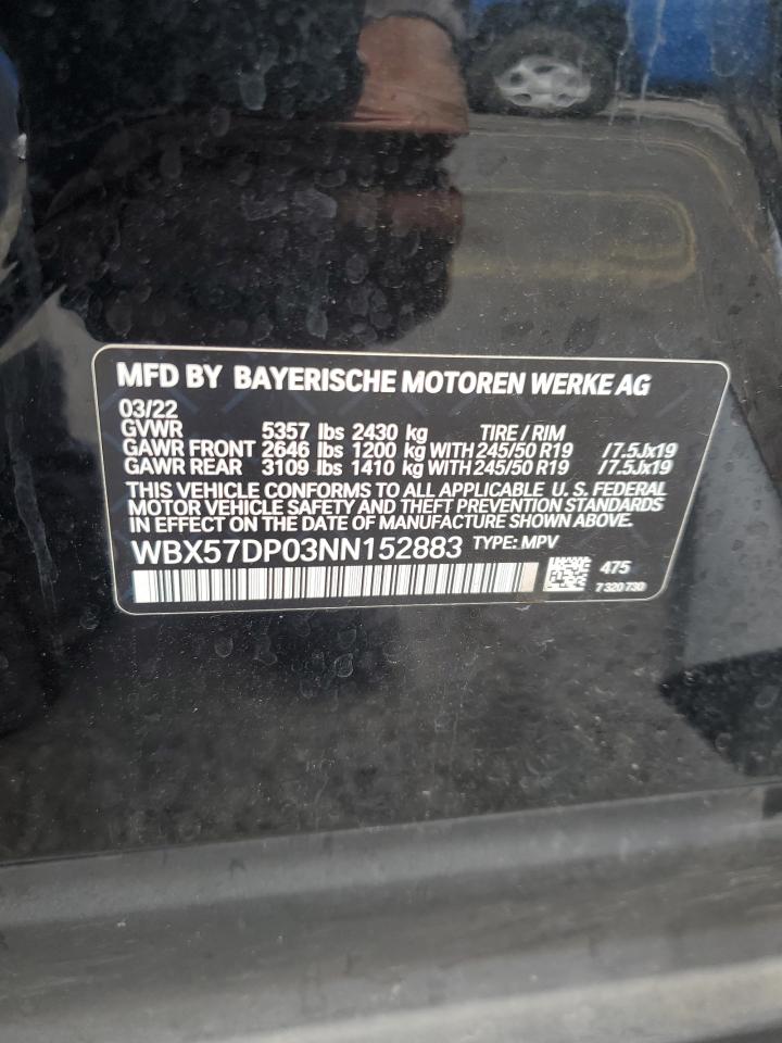 2022 BMW X3 xDrive30I VIN: WBX57DP03NN152883 Lot: 62833135