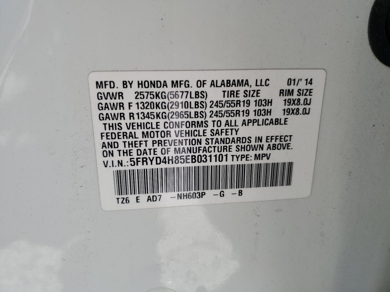 5fryd4h85eb031101 5FRYD4H85EB031101 2014 Acura Mdx Advance