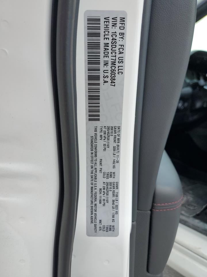 2021 Dodge Durango R/T VIN: 1C4SDJCT7MC603847 Lot: 62103825