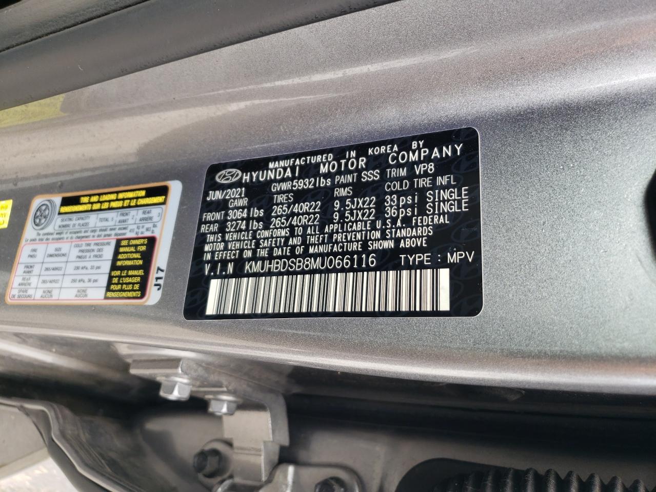 2021 Genesis Gv80 Base VIN: KMUHBDSB8MU066116 Lot: 59972755