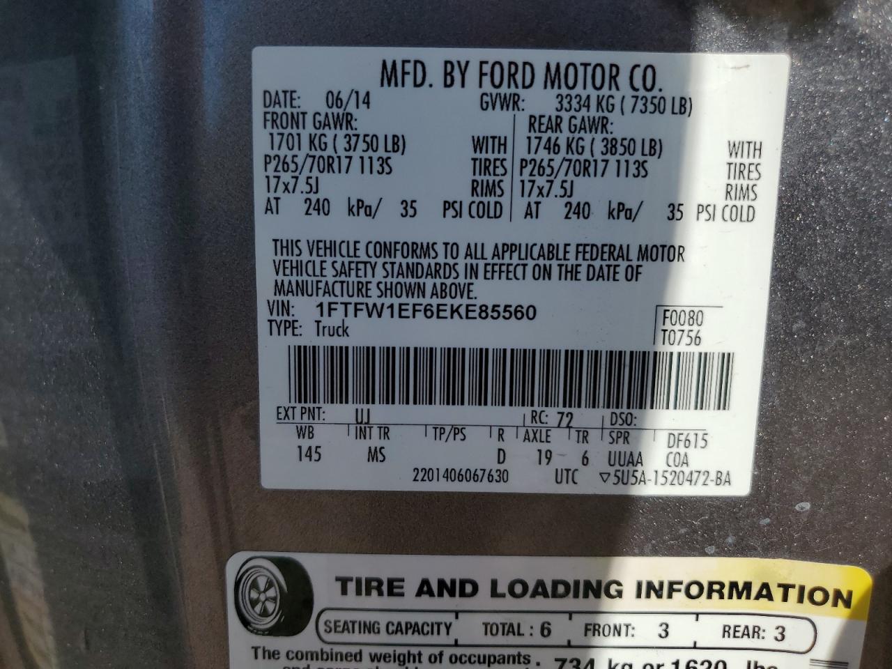FORD F-150 2014 VIN 1FTFW1EF6EKE85560 фото 12