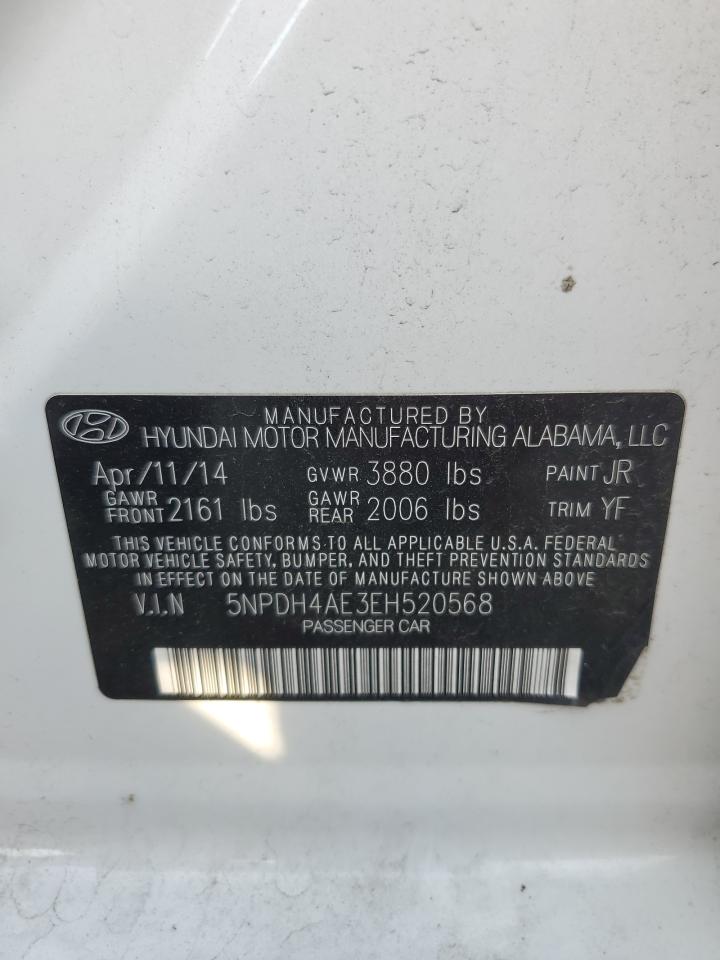 2014 Hyundai Elantra Se VIN: 5NPDH4AE3EH520568 Lot: 62555395