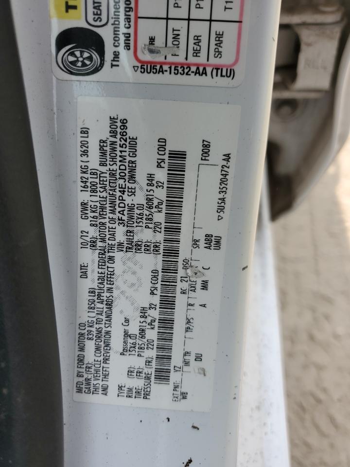 2013 Ford Fiesta Se VIN: 3FADP4EJ0DM152696 Lot: 59333555