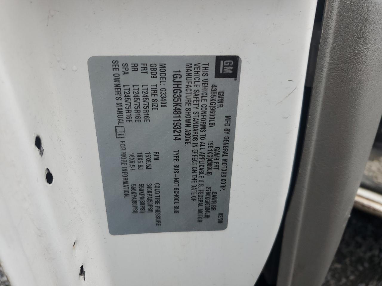 2008 GMC Savana G3500 VIN: 1GJHG35K481193214 Lot: 61063145