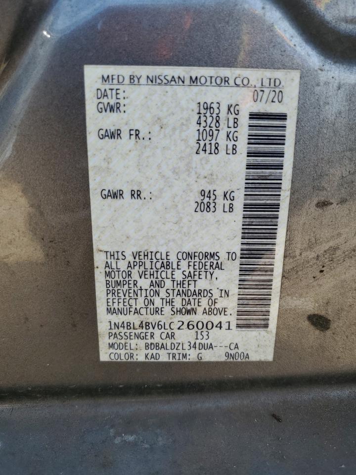 NISSAN ALTIMA 2020 VIN 1N4BL4BV6LC260041 фото 12