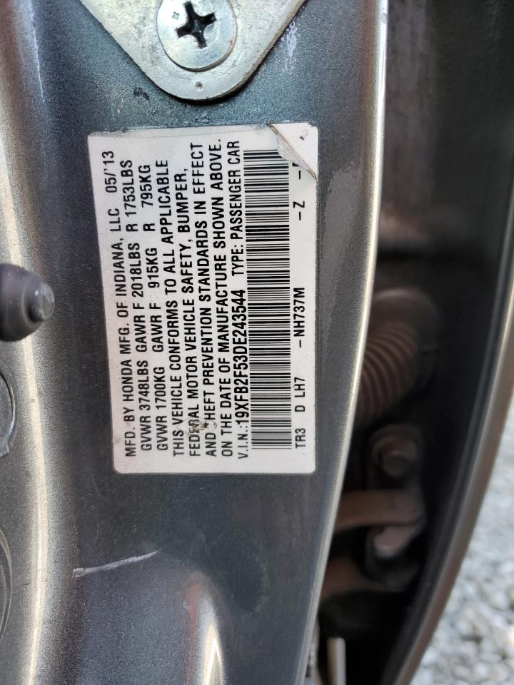 2013 Honda Civic Lx VIN: 19XFB2F53DE243544 Lot: 59750355