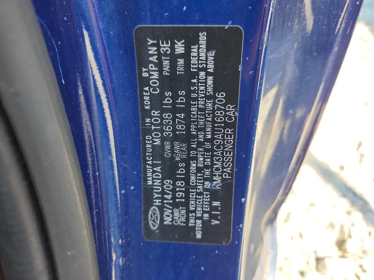 2010 Hyundai Accent Blue VIN: KMHCM3AC9AU168706 Lot: 63093155