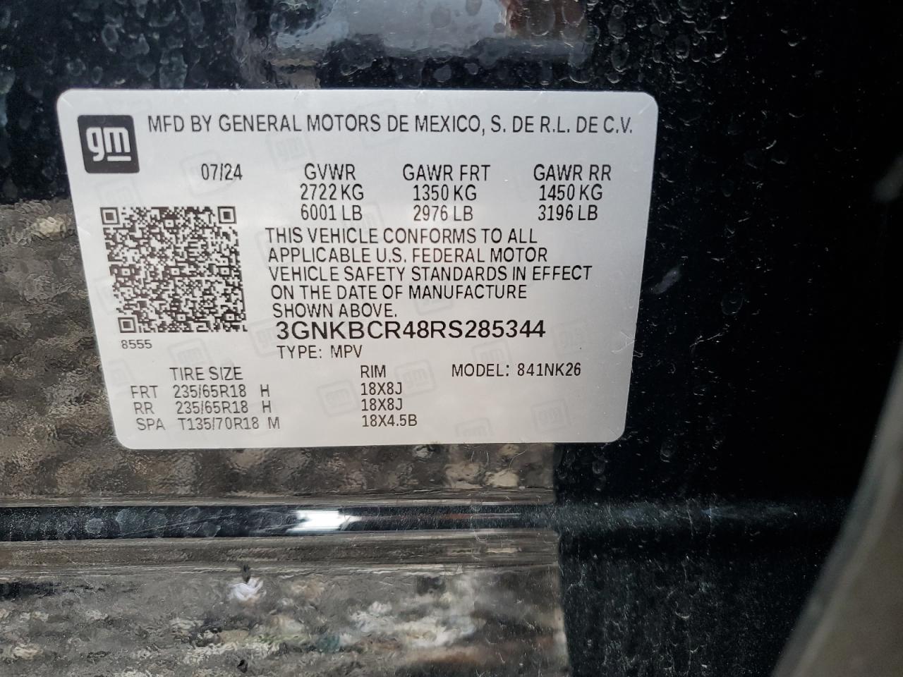 2024 Chevrolet Blazer 2Lt VIN: 3GNKBCR48RS285344 Lot: 61459085