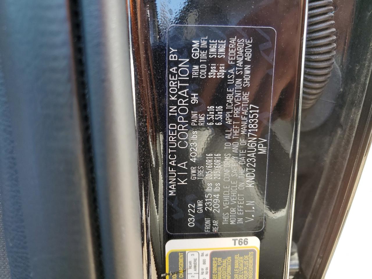 2022 Kia Soul Lx VIN: KNDJ23AU6N7183517 Lot: 61617545