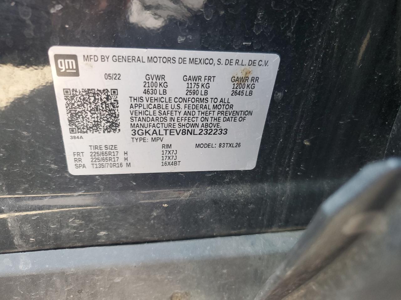2022 GMC Terrain Sle VIN: 3GKALTEV8NL232233 Lot: 61998565