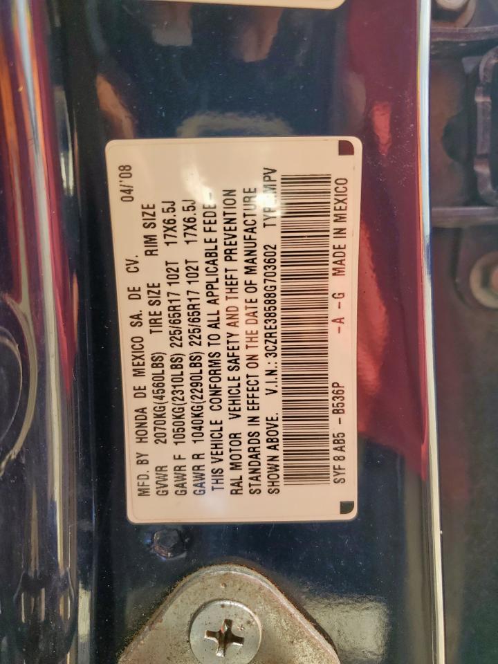 2008 Honda Cr-V Ex VIN: 3CZRE38588G703602 Lot: 58865395