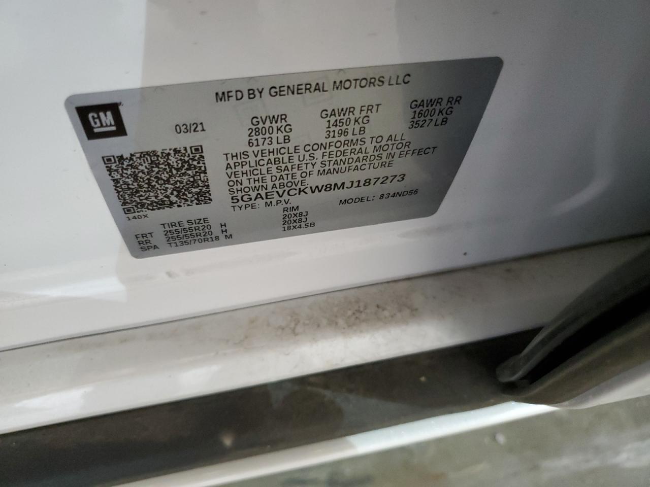 2021 Buick Enclave Avenir VIN: 5GAEVCKW8MJ187273 Lot: 62128925