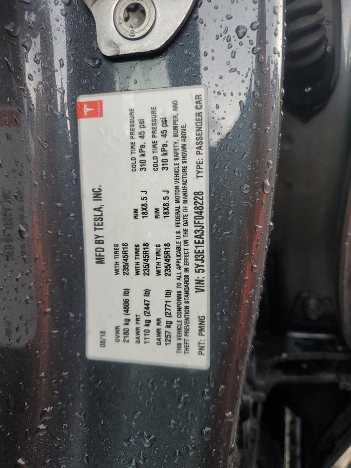 5yj3e1ea3jf048228 5YJ3E1EA3JF048228 2018 Tesla Model 3
