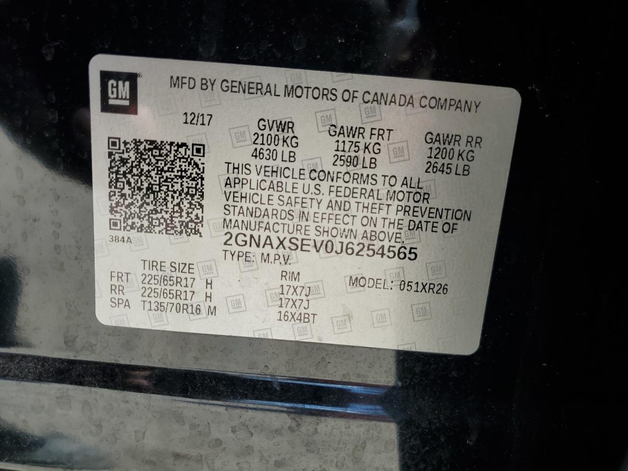 2018 Chevrolet Equinox Lt VIN: 2GNAXSEV0J6254565 Lot: 62669065