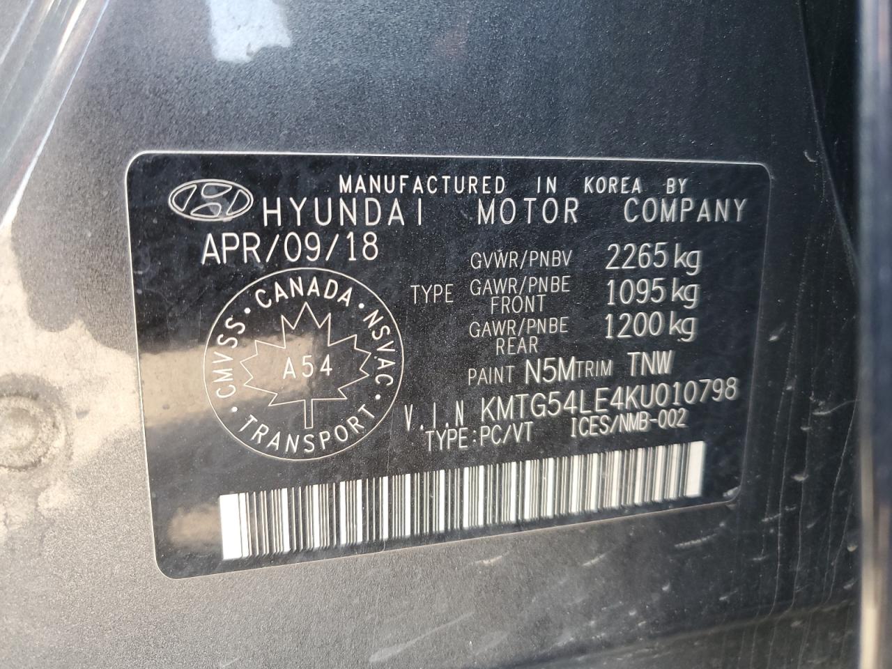 2019 Genesis G70 Advanced VIN: KMTG54LE4KU010798 Lot: 60252395
