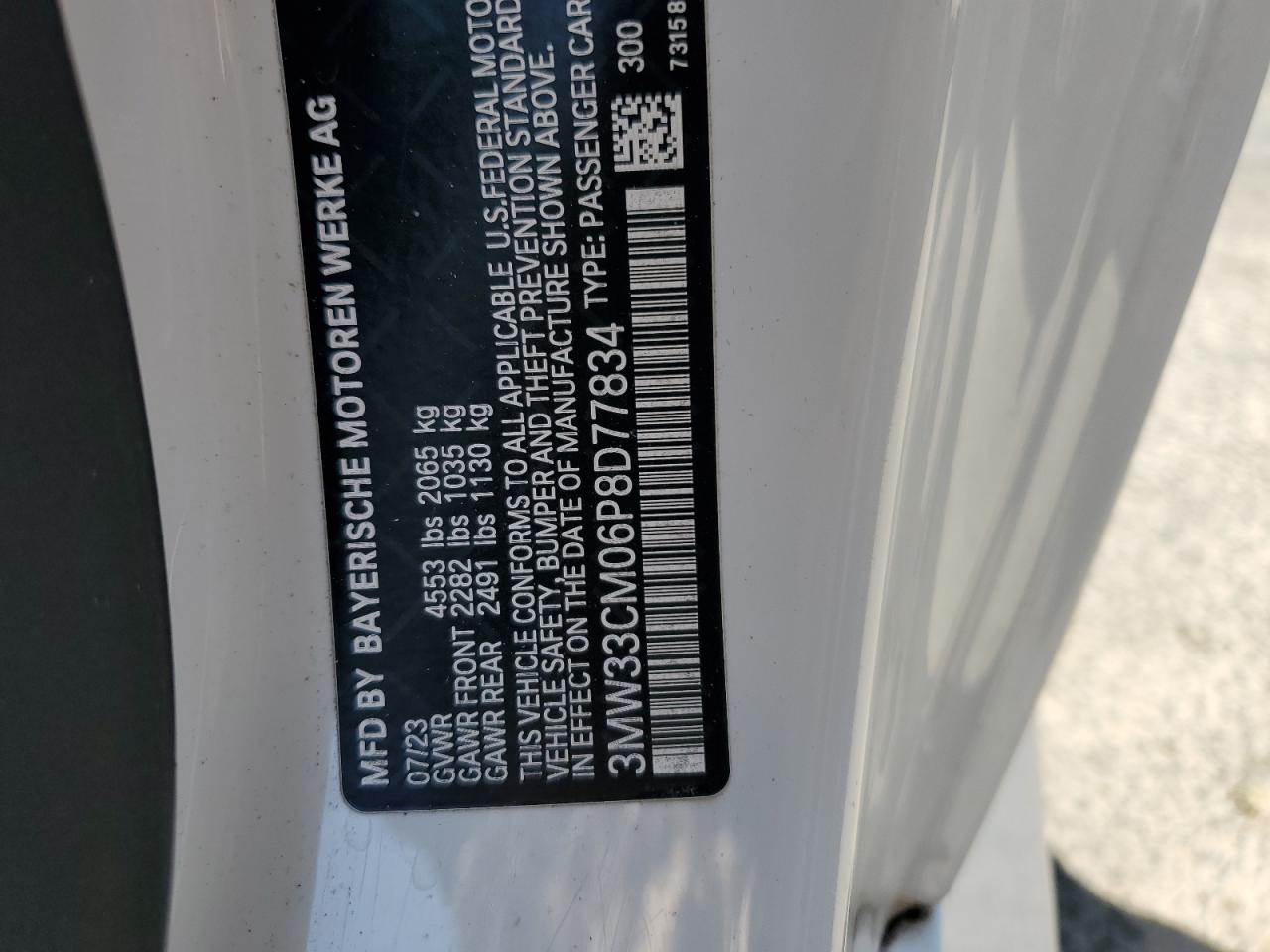 2023 BMW 230Xi VIN: 3MW33CM06P8D77834 Lot: 61416725