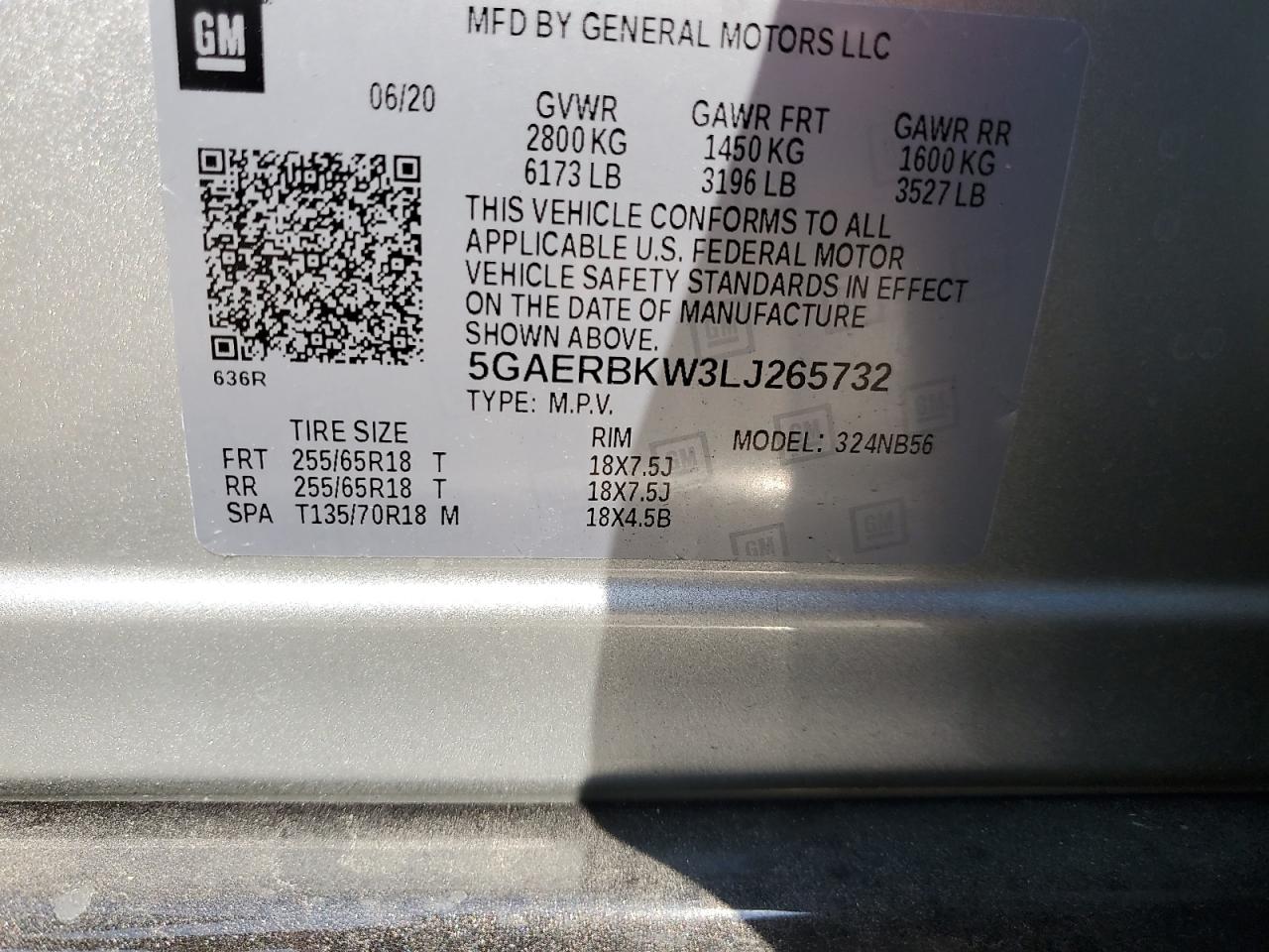 2020 Buick Enclave Essence VIN: 5GAERBKW3LJ265732 Lot: 61964075