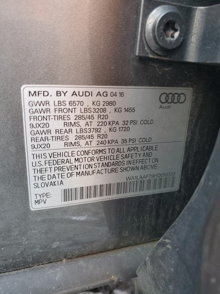2017 Audi Q7 Premium Plus VIN: WA1LAAF79HD013333 Lot: 61592915