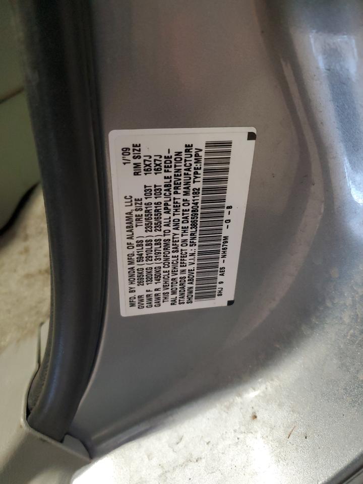 2009 Honda Odyssey Exl VIN: 5FNRL38659B041182 Lot: 61716185