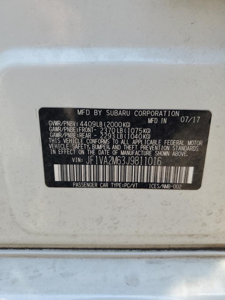 2018 Subaru Wrx Sti VIN: JF1VA2M63J9811016 Lot: 61381765