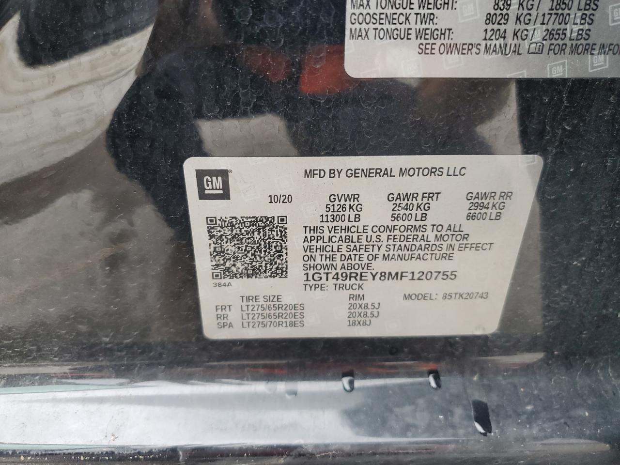 2021 GMC Sierra K2500 Denali VIN: 1GT49REY8MF120755 Lot: 60736155