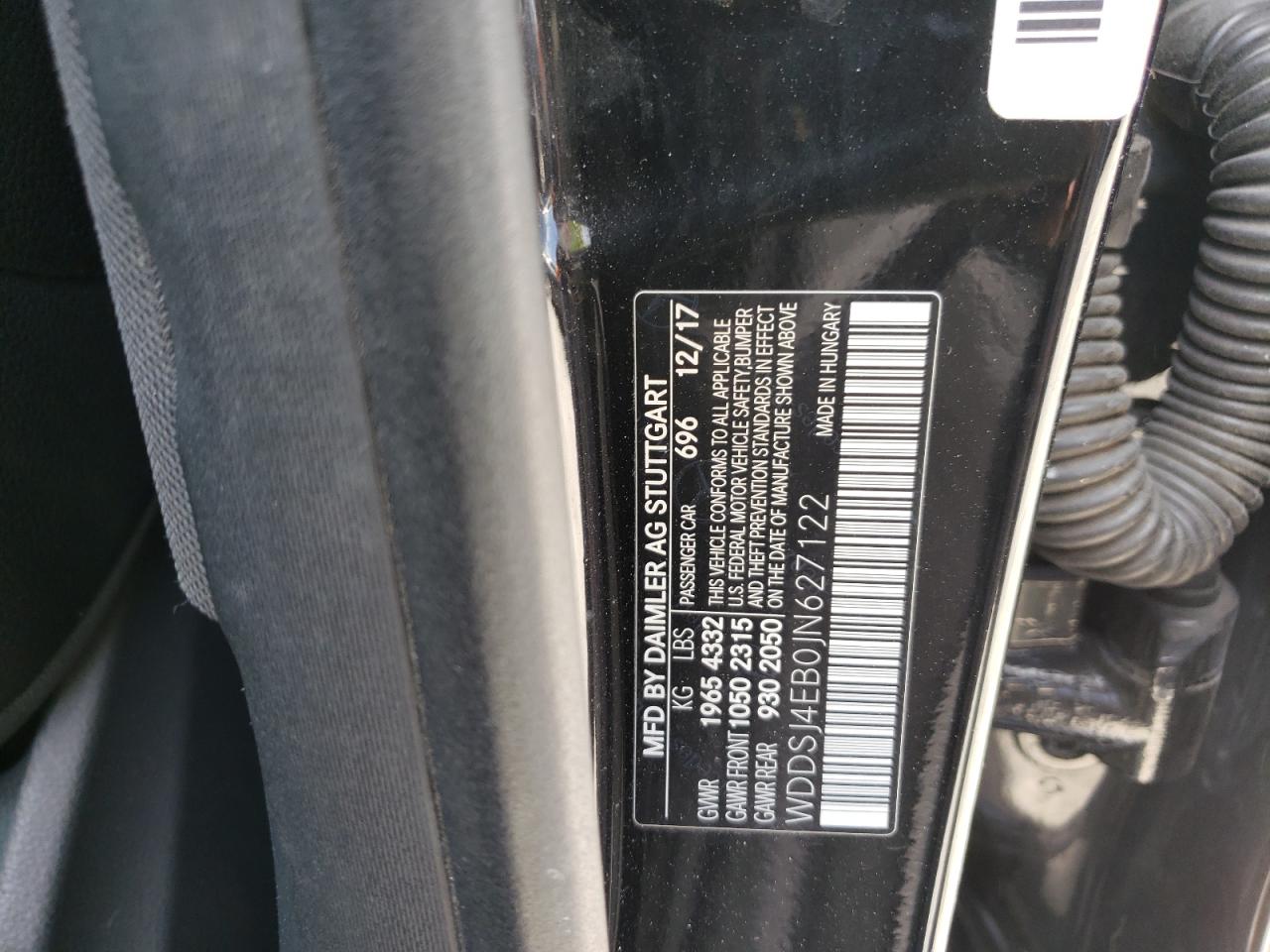 2018 Mercedes-Benz Cla 250 VIN: WDDSJ4EB0JN627122 Lot: 61983385