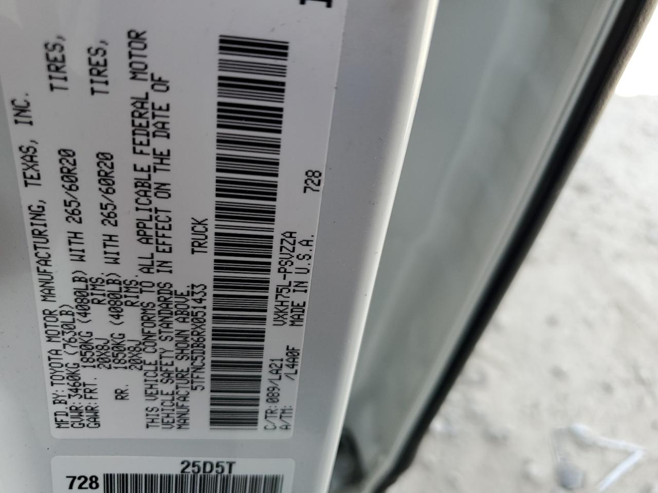 TOYOTA TUNDRA 2024 VIN 5TFNC5DB6RX051433 фото 14