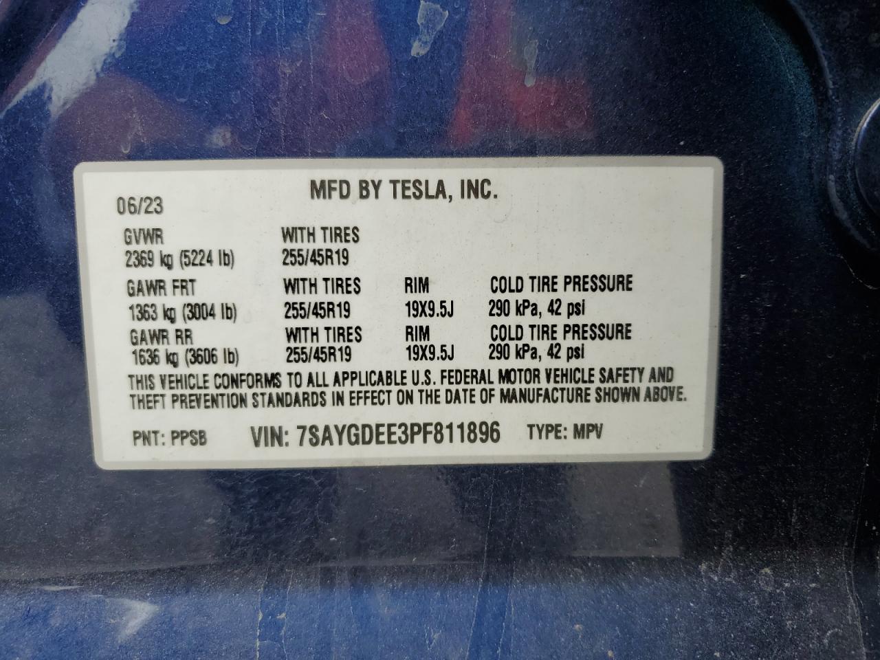 TESLA MODEL Y 2023 VIN 7SAYGDEE3PF811896 фото 13