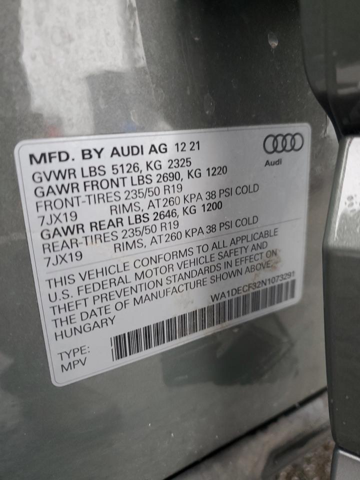 2022 Audi Q3 Premium S Line 45 VIN: WA1DECF32N1073291 Lot: 60739165