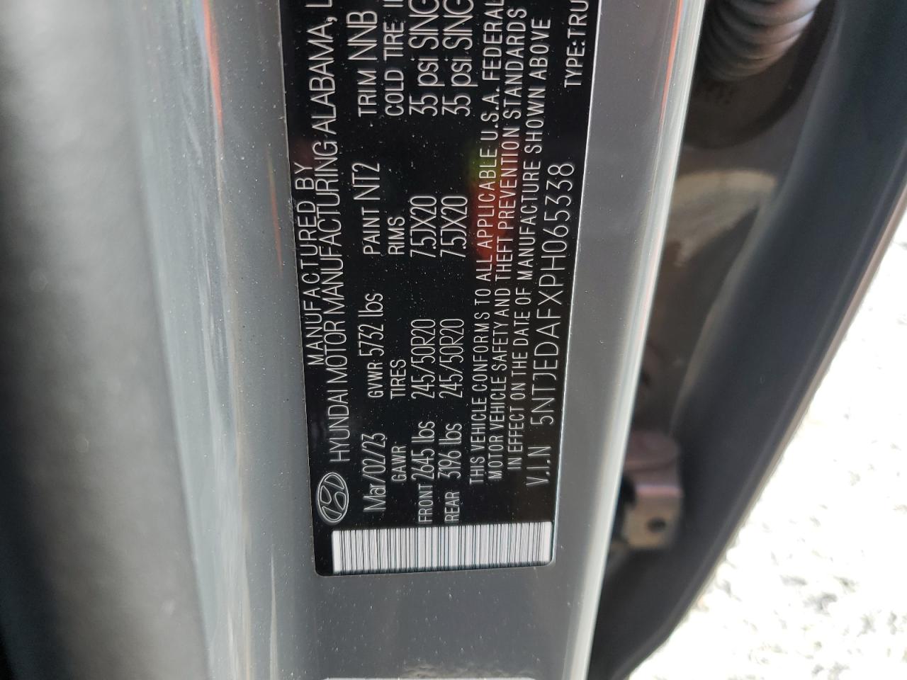 2023 Hyundai Santa Cruz Limited VIN: 5NTJEDAFXPH065338 Lot: 61099855