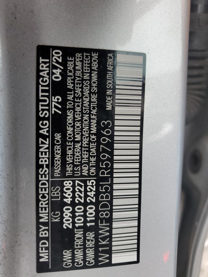 2020 Mercedes-Benz C 300 VIN: W1KWF8DB5LR597963 Lot: 58919075