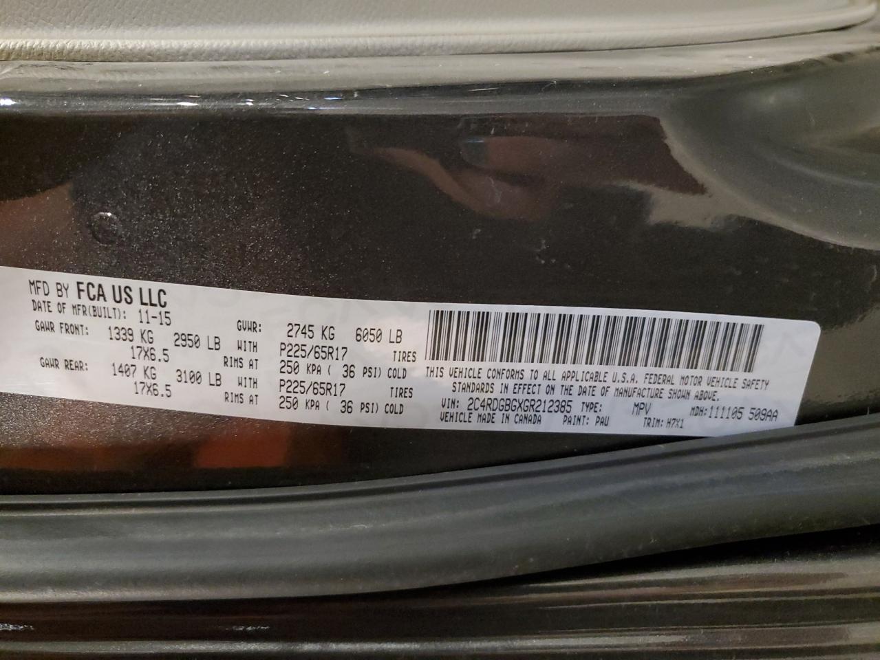 2016 Dodge Grand Caravan Se VIN: 2C4RDGBGXGR212385 Lot: 60983945