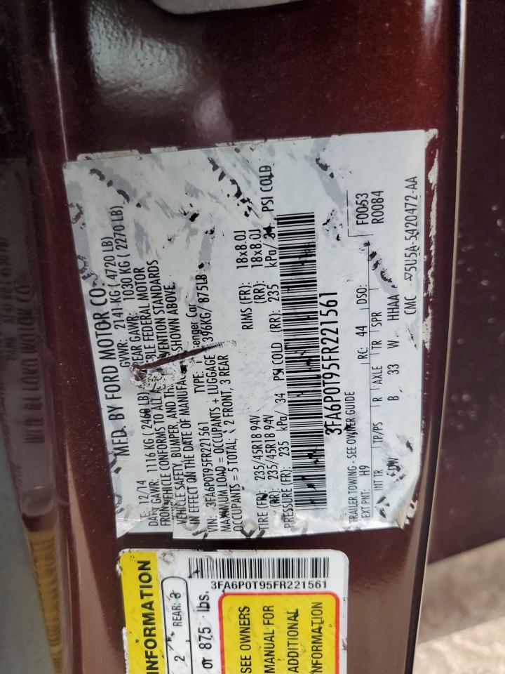 FORD FUSION 2015 VIN 3FA6P0T95FR221561 фото 12