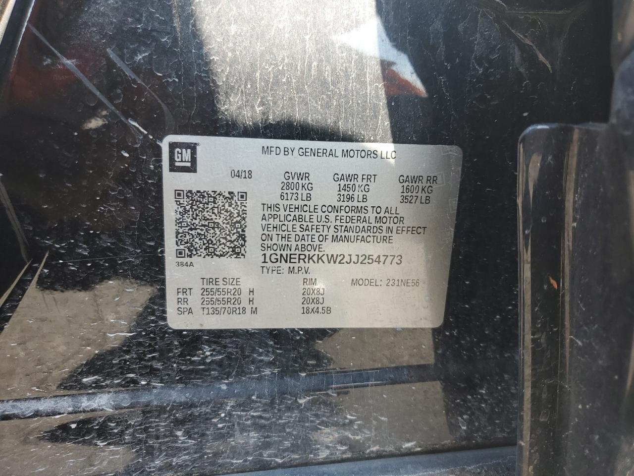 2018 Chevrolet Traverse Premier VIN: 1GNERKKW2JJ254773 Lot: 62681675