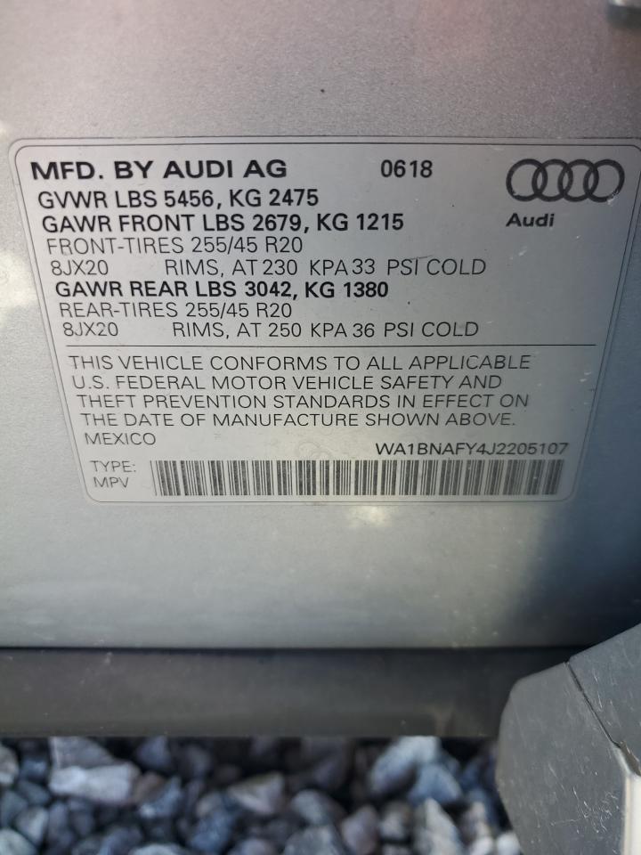 2018 Audi Q5 Premium Plus VIN: WA1BNAFY4J2205107 Lot: 61254165