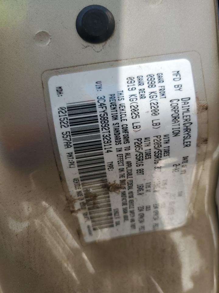 2002 Chrysler Pt Cruiser Touring VIN: 3C4FY58B92T329114 Lot: 62411445