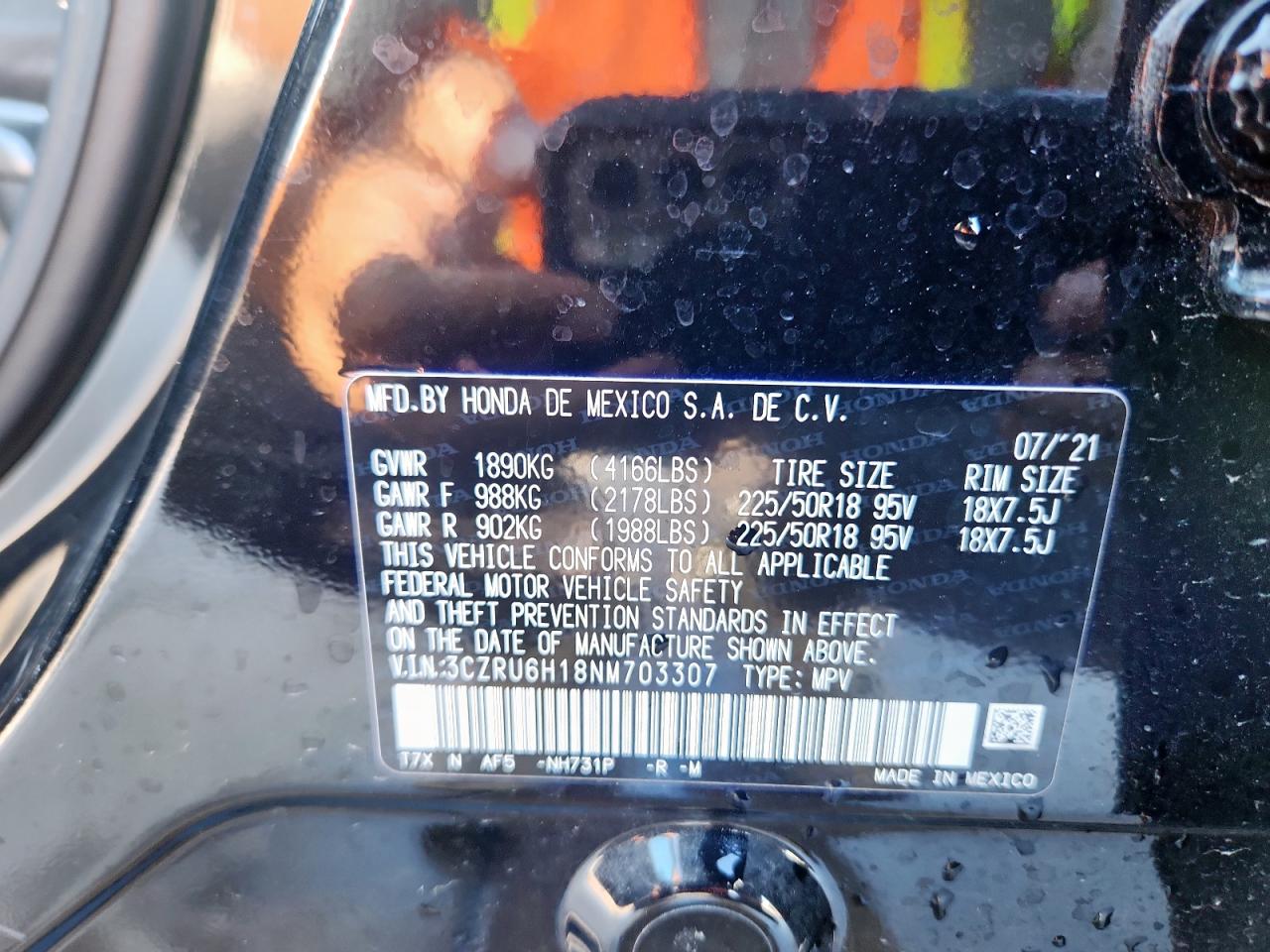 2022 Honda Hr-V Sport VIN: 3CZRU6H18NM703307 Lot: 62350545