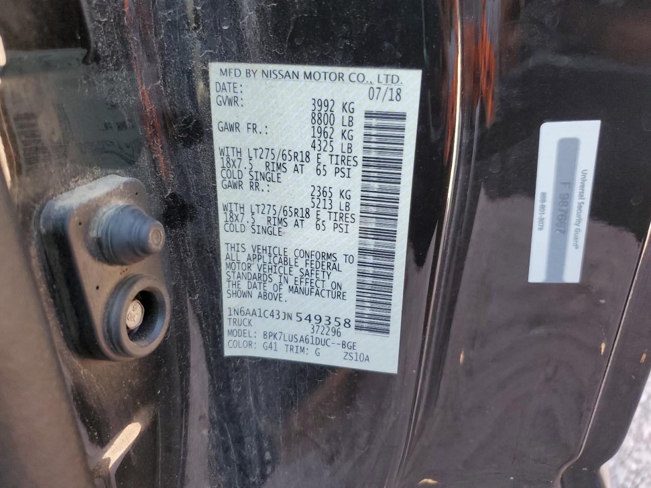 2018 Nissan Titan Xd Sv VIN: 1N6AA1C43JN549358 Lot: 62417435