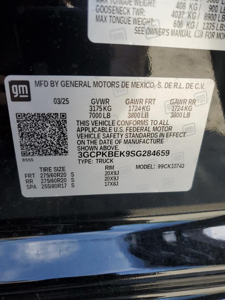 2025 Chevrolet Silverado K1500 Custom VIN: 3GCPKBEK9SG284659 Lot: 60167165