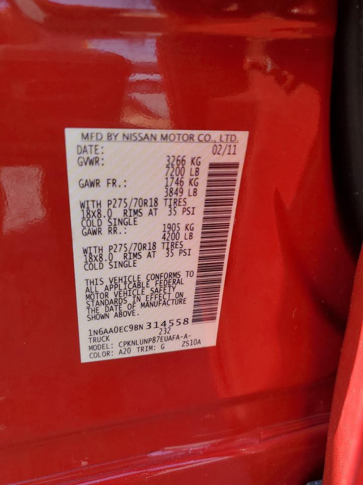 2011 Nissan Titan S VIN: 1N6AA0EC9BN314558 Lot: 61804635