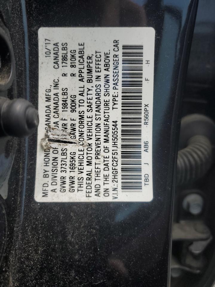 2018 Honda Civic Lx VIN: 2HGFC2F51JH505544 Lot: 59833205