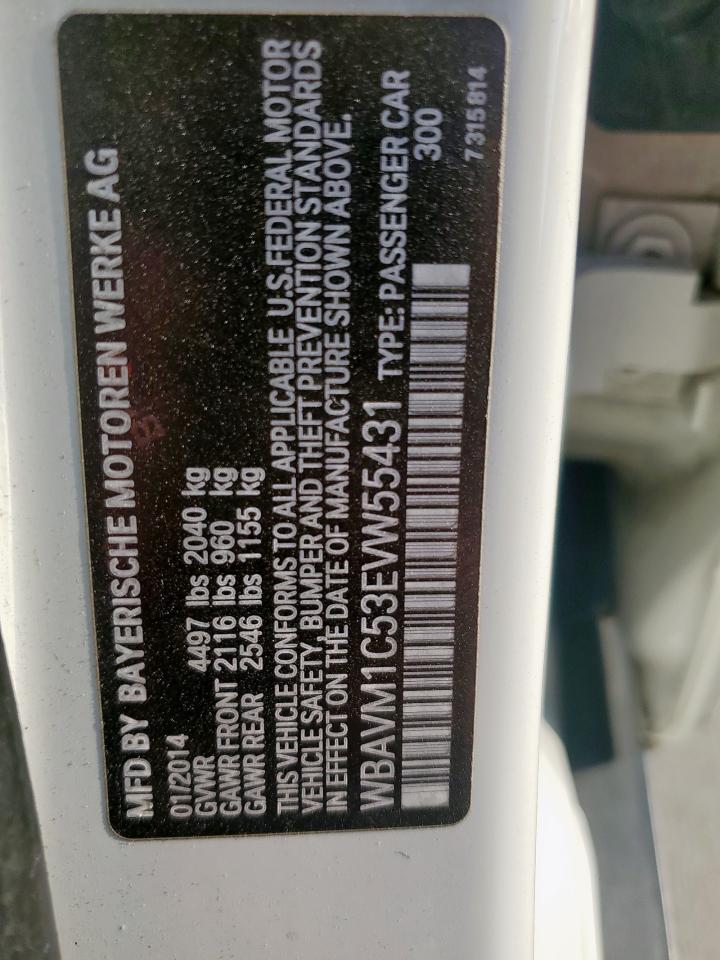 2014 BMW X1 Sdrive28I VIN: WBAVM1C53EVW55431 Lot: 61376785
