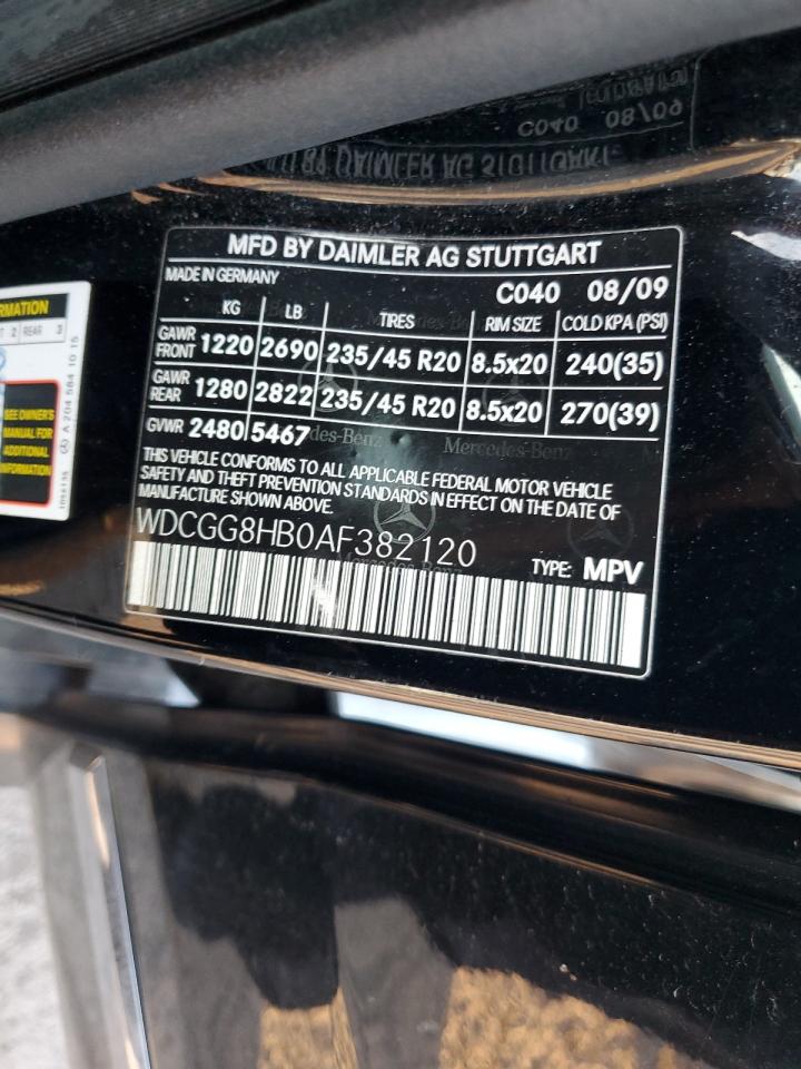 2010 Mercedes-Benz Glk 350 4Matic VIN: WDCGG8HB0AF382120 Lot: 61024825