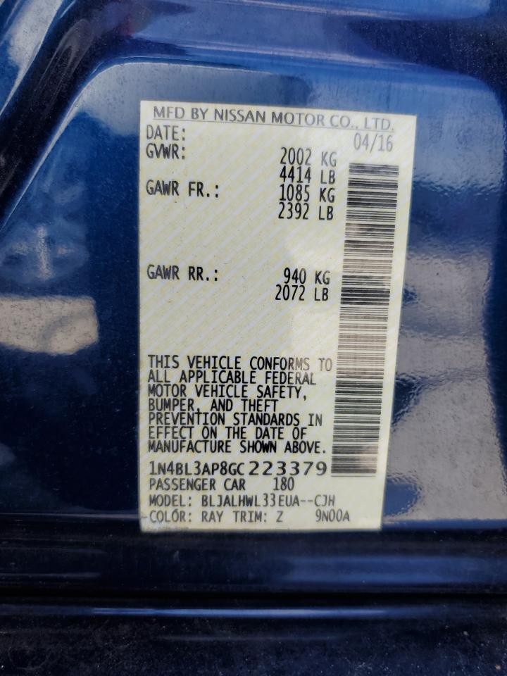 1n4bl3ap8gc223379 1N4BL3AP8GC223379 2016 Nissan Altima 3.5Sl