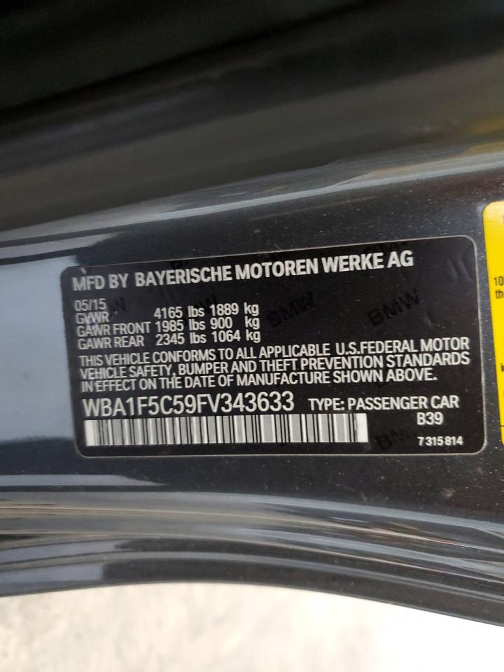 2015 BMW 228 I VIN: WBA1F5C59FV343633 Lot: 60329925