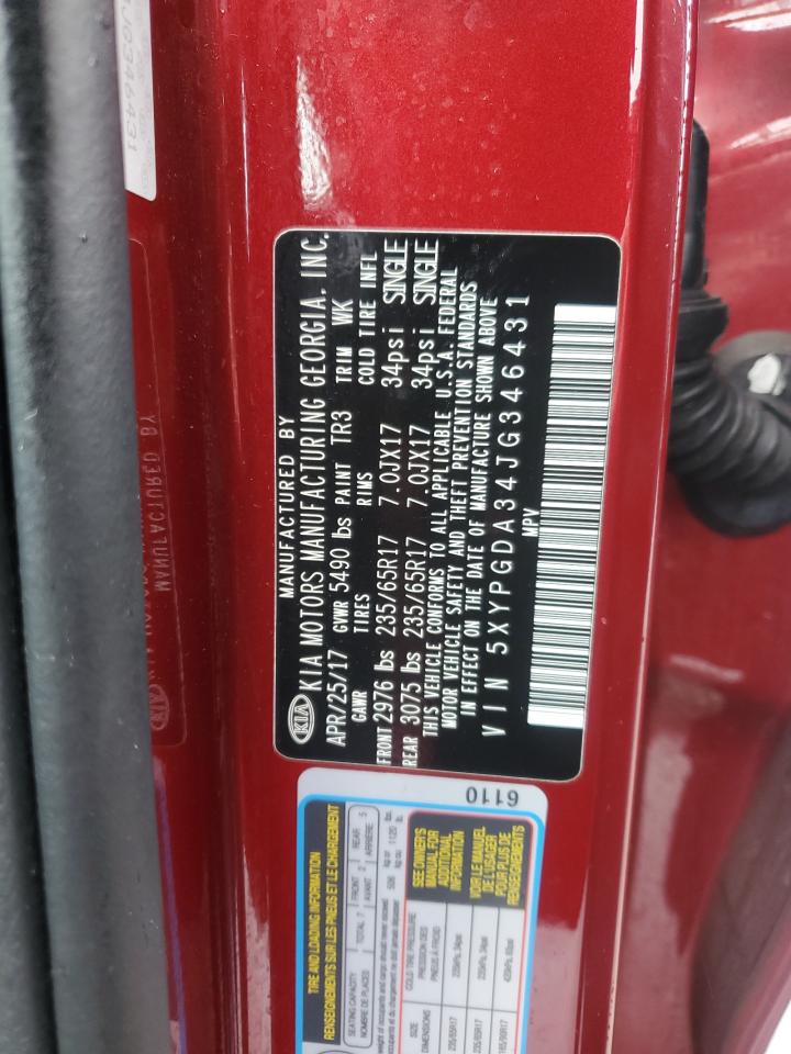 KIA SORENTO 2018 VIN 5XYPGDA34JG346431 фото 14