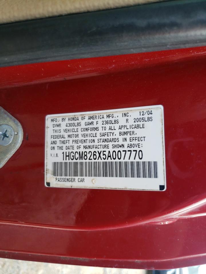 2005 Honda Accord Ex VIN: 1HGCM826X5A007770 Lot: 63243435